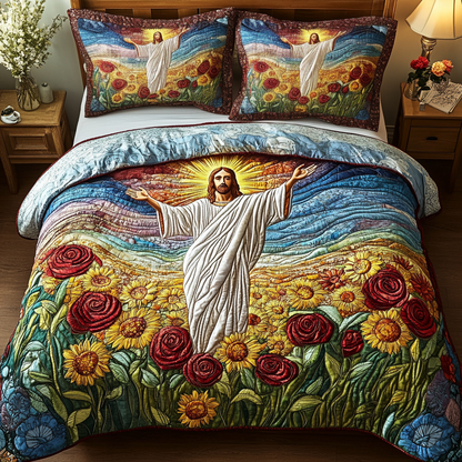Holy Sunrise 3-Piece Quilted Bedding Set NCU0VH4993