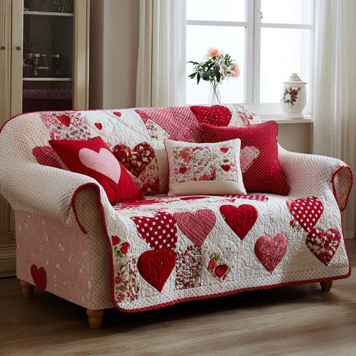 Home Of Hearts Quilted Sofa Cover NCU0DV9140