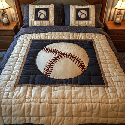 Home Run Haven 3-Piece Quilted Bedding Set NCU0VH353