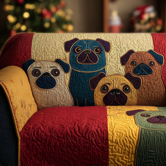 Home Sweet Pug Quilted Sofa Cover NCU0PT9899