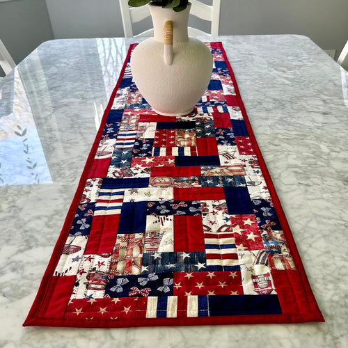 Homeland Patchwork Quilted Table Runner NCU0TH558