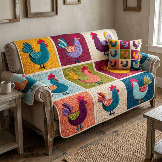 Homestead Chicken Quilted Sofa Cover NCU0NT12386