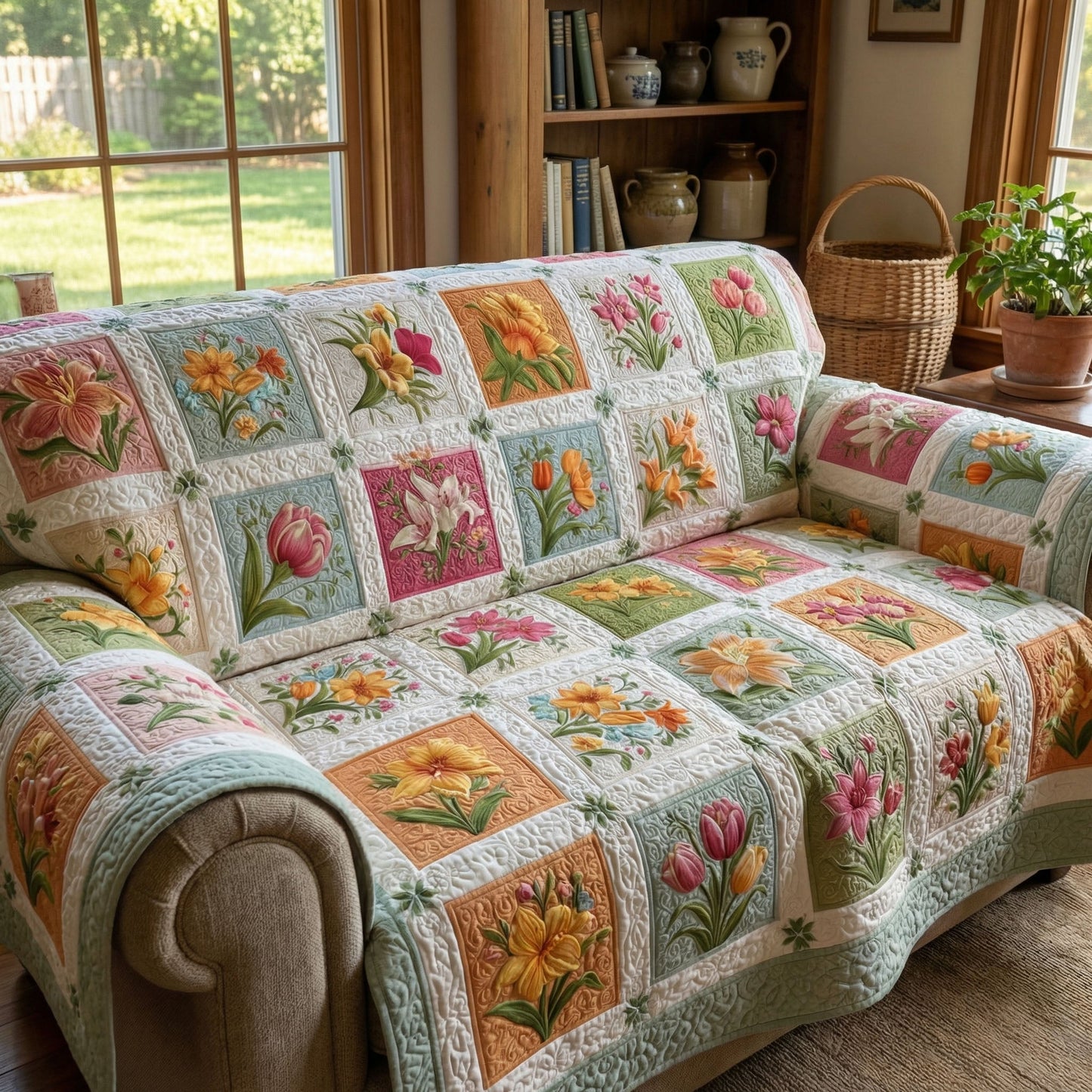 Homestead Floral Escape Quilted Sofa Cover NCU0PT11432
