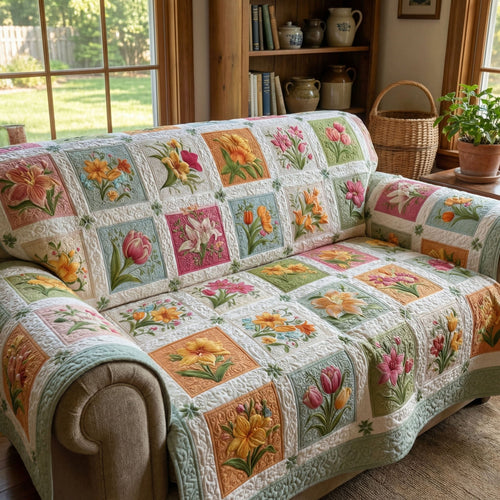 Homestead Floral Escape Quilted Sofa Cover NCU0PT11432