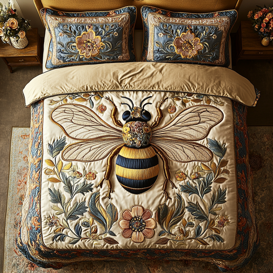 Honey Bee 3-Piece Quilted Bedding Set NCU0DK8915