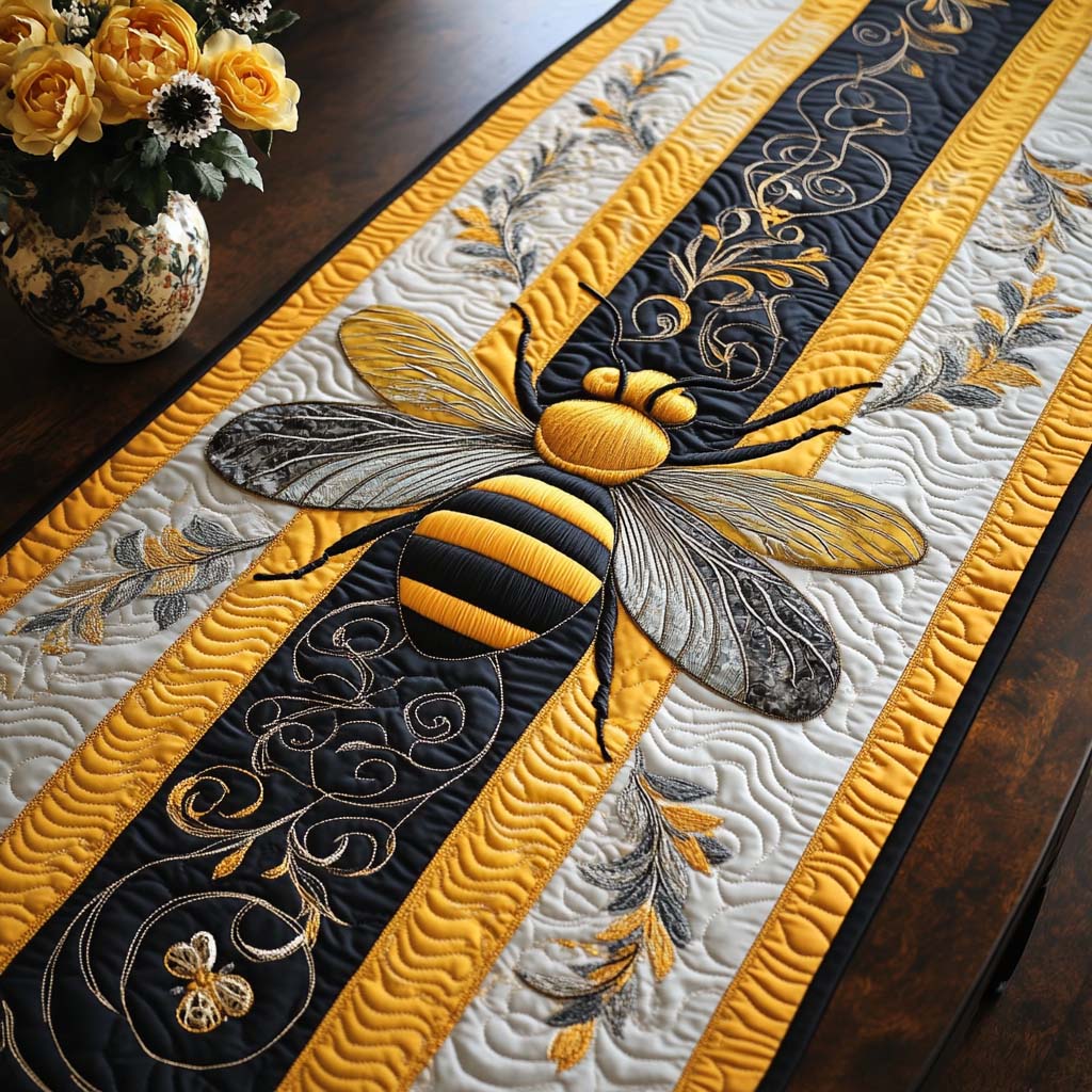 Honey Bloom Quilted Table Runner NCU0NT8945