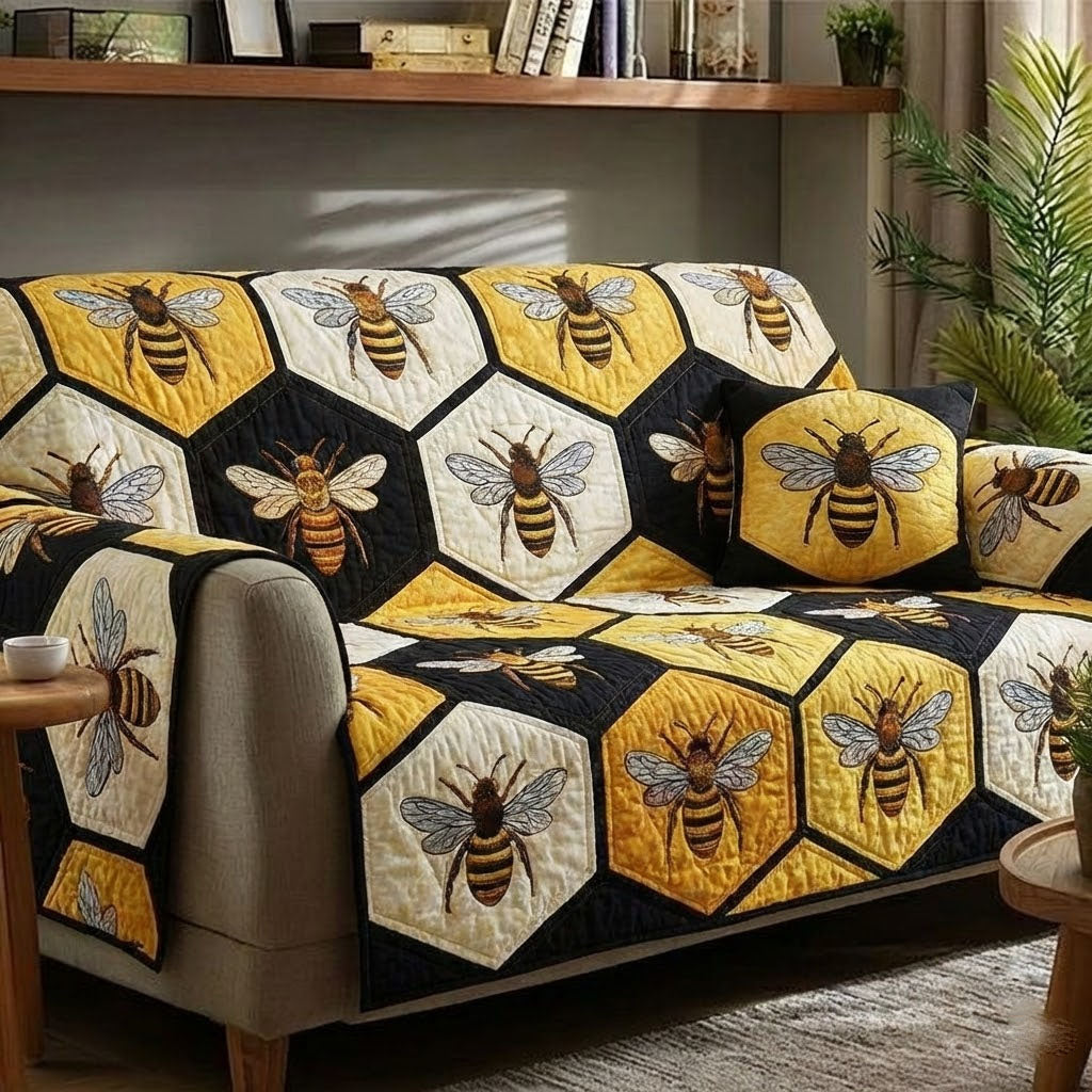 Honey Buzz Quilted Sofa Cover NCU0DK12025