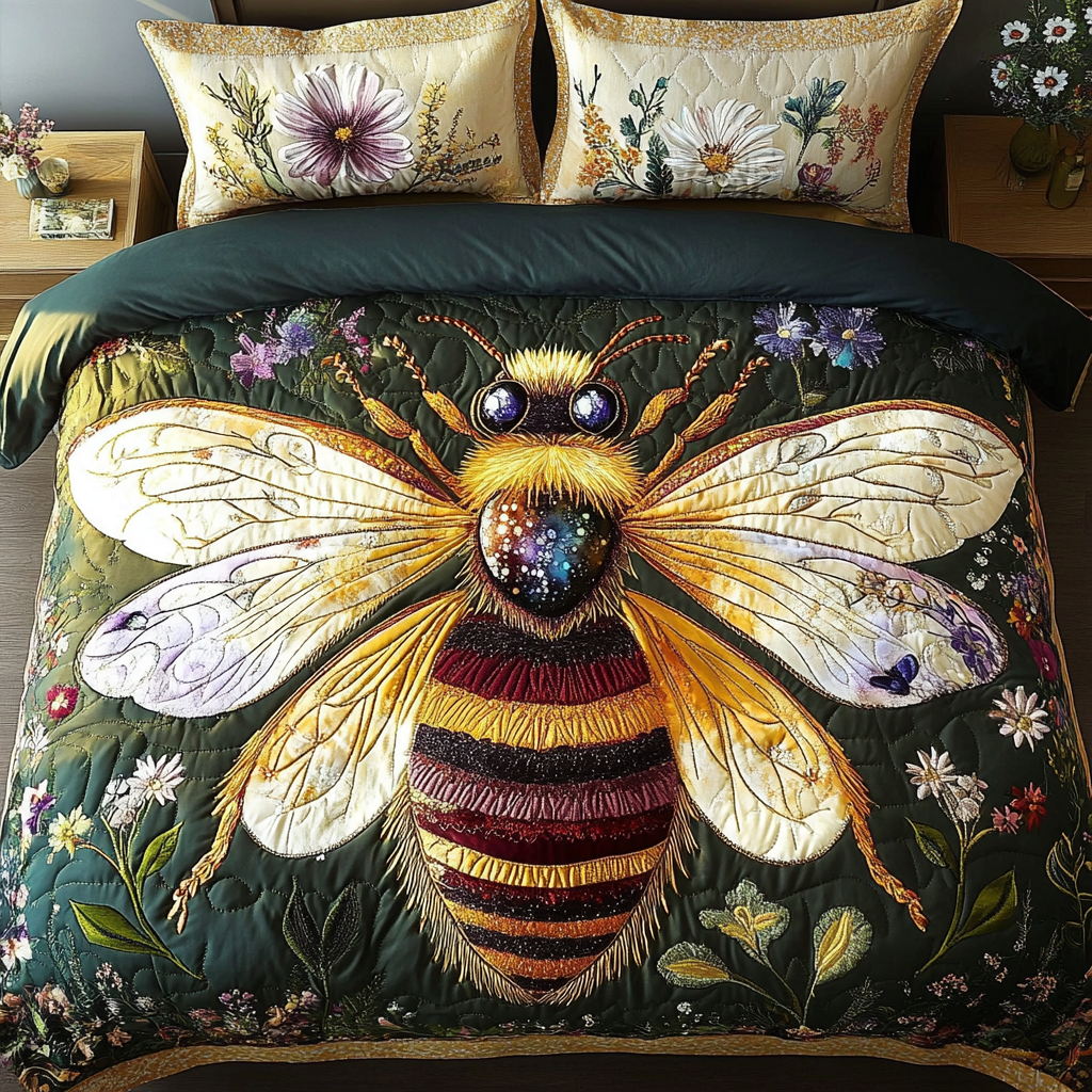 Honey Glow 3-Piece Quilted Bedding Set NCU0DV2825