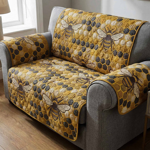 Honey Hive Quilted Sofa Cover NCU0XD2477