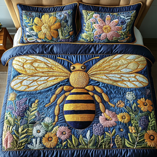 Honeybee Garden Glow 3-Piece Quilted Bedding Set NCU0VL1190