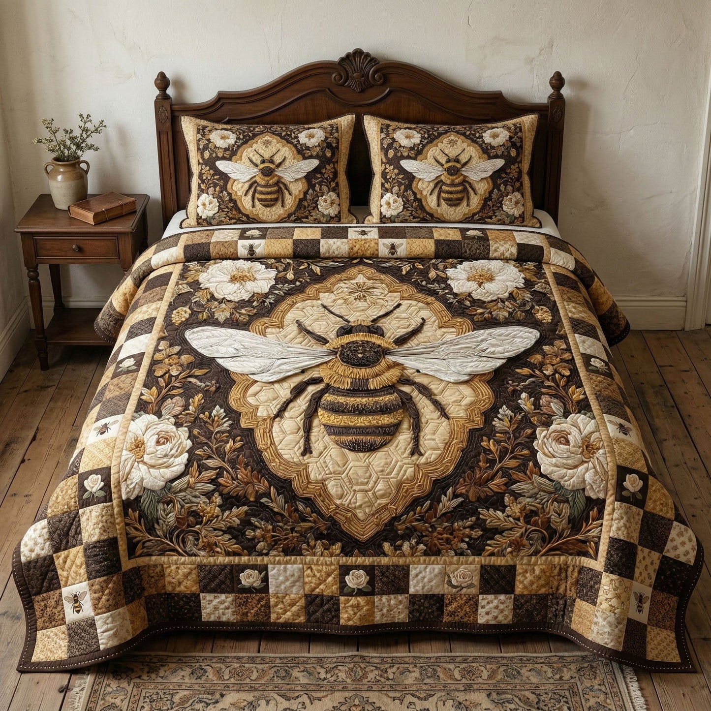 Honeycomb Heirloom 3-Piece Quilted Bedding Set NCU0NT12406