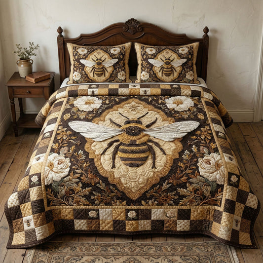Honeycomb Heirloom 3-Piece Quilted Bedding Set NCU0NT12406