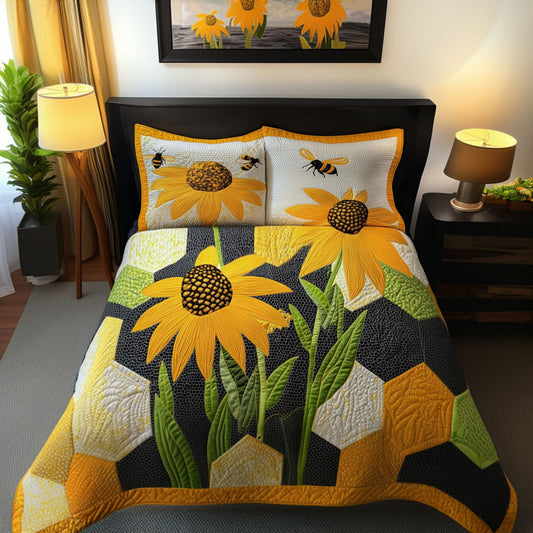 Honeyed Blooms 3-Piece Quilted Bedding Set NCU0PT6484