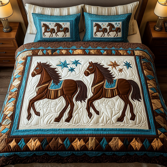 Hoof Haven 3-Piece Quilted Bedding Set NCU0VH1825