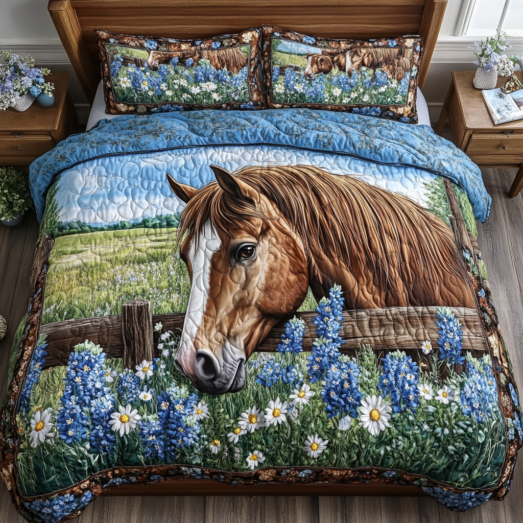 Hoofbeat 3-Piece Quilted Bedding Set NCU0DK7153