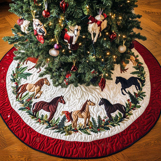 Hoofbeats Harmony Christmas Quilted Tree Skirt NCU0NT1796