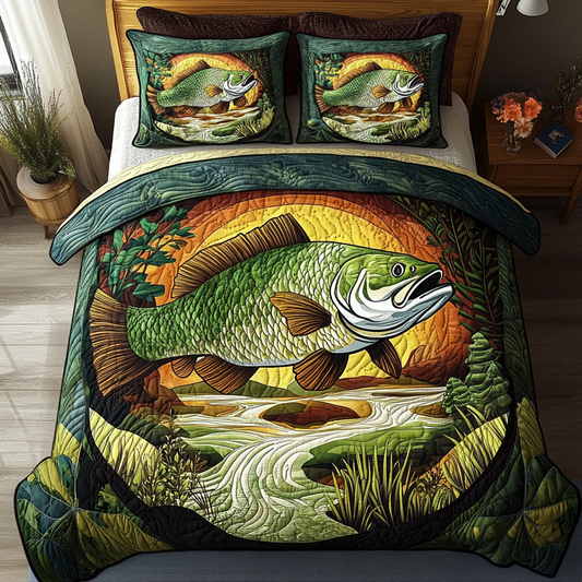 Hooked and Landed 3-Piece Quilted Bedding Set NCU0DV3815