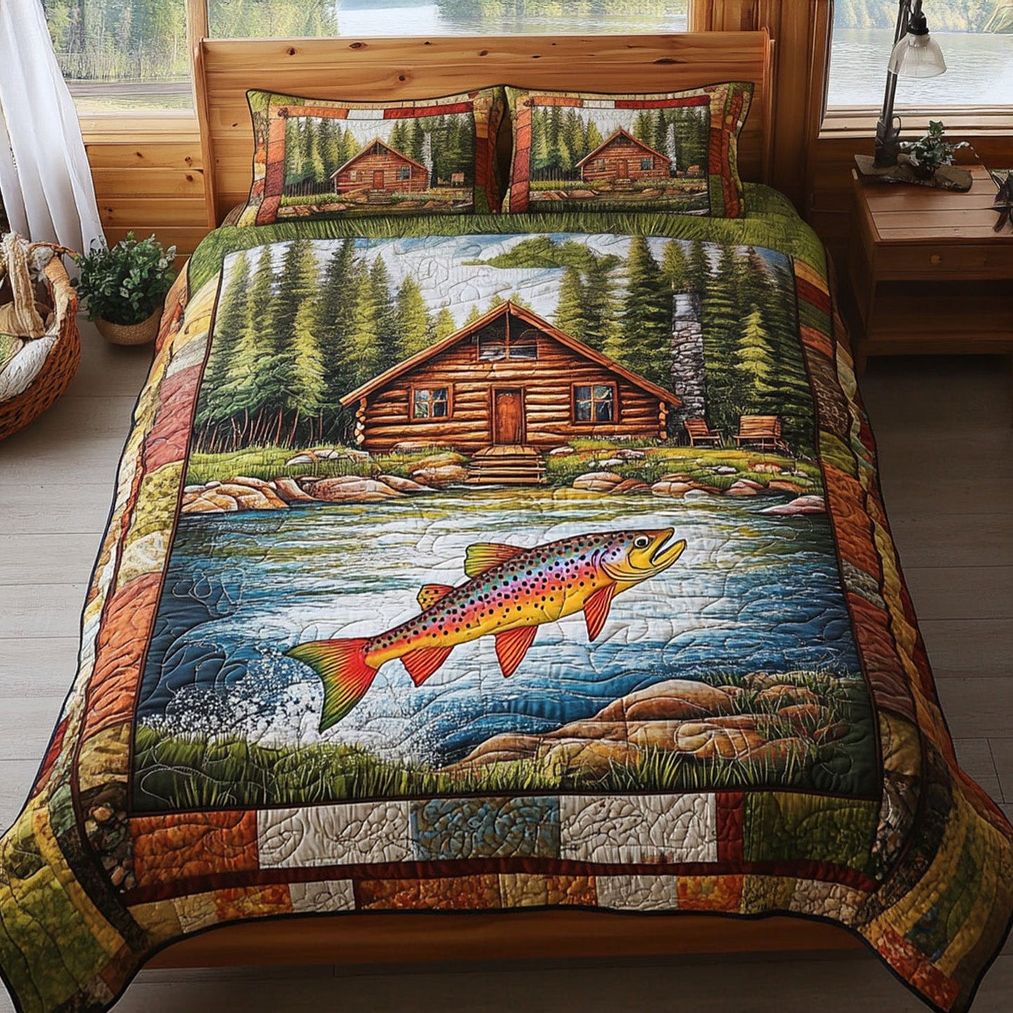 Hooked on the Lake 3-Piece Quilted Bedding Set NCU0PT5544
