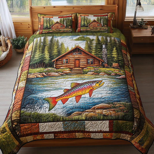 Hooked on the Lake 3-Piece Quilted Bedding Set NCU0PT5544