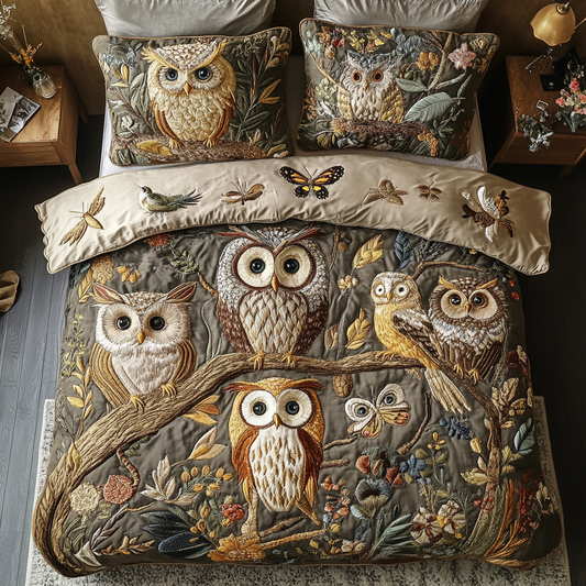 Hoot Dreams 3-Piece Quilted Bedding Set NCU0VH3791