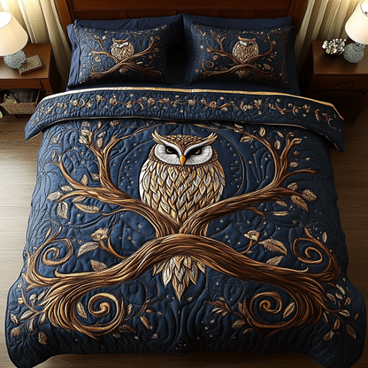 Hoot Haven 3-Piece Quilted Bedding Set NCU0DK3615