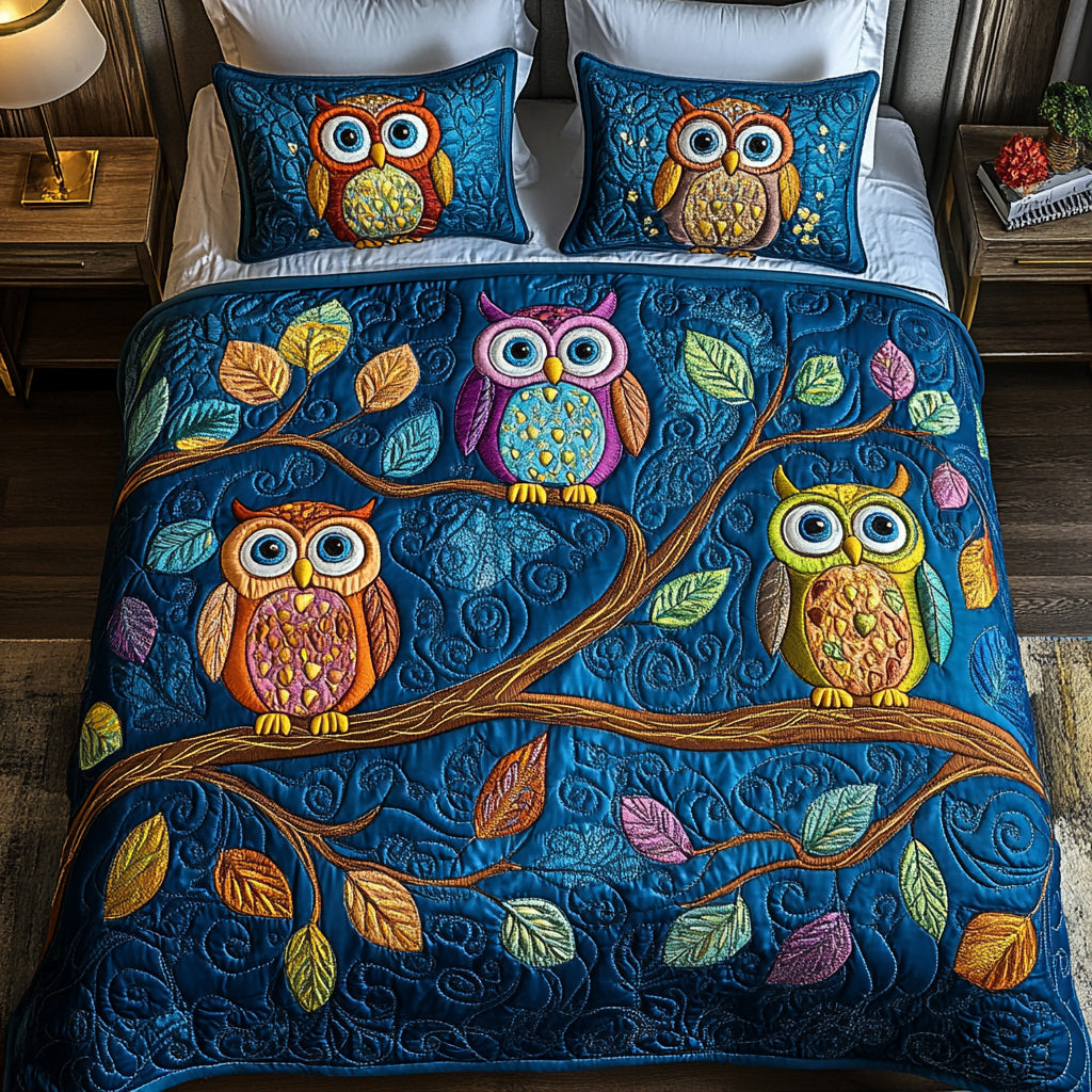 Hoot Haven 3-Piece Quilted Bedding Set NCU0VH806