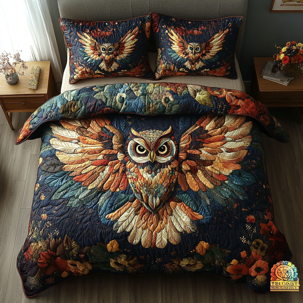 Hoot and Harmony 3-Piece Quilted Bedding Set NCU0DV3263