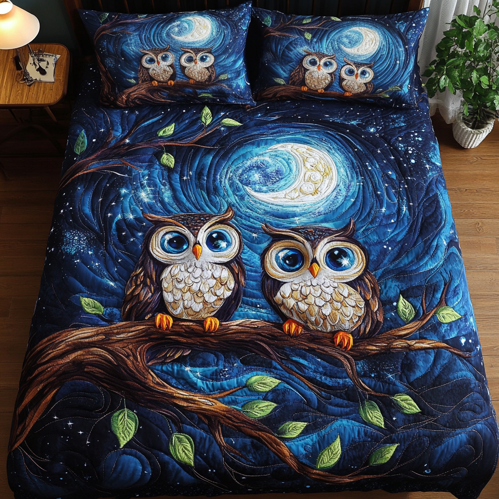 Hoots of Love 3-Piece Quilted Bedding Set NCU0DK3140