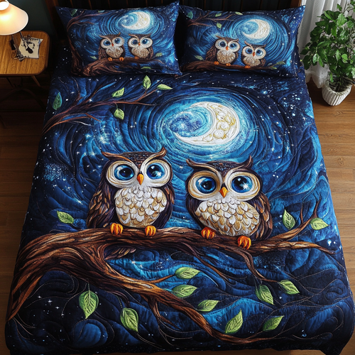 Hoots of Love 3-Piece Quilted Bedding Set NCU0DK3140