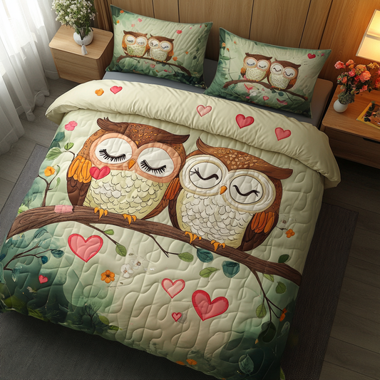Hoots of Love 3-Piece Quilted Bedding Set NCU0DK3199