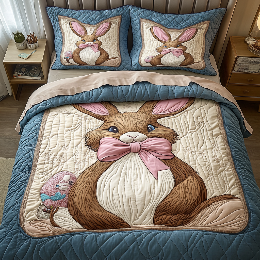 Hopping Charm 3-Piece Quilted Bedding Set NCU0DK5208