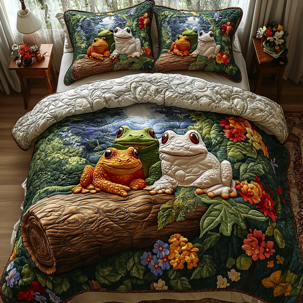 Hopping Harmony 3-Piece Quilted Bedding Set NCU0DV3247