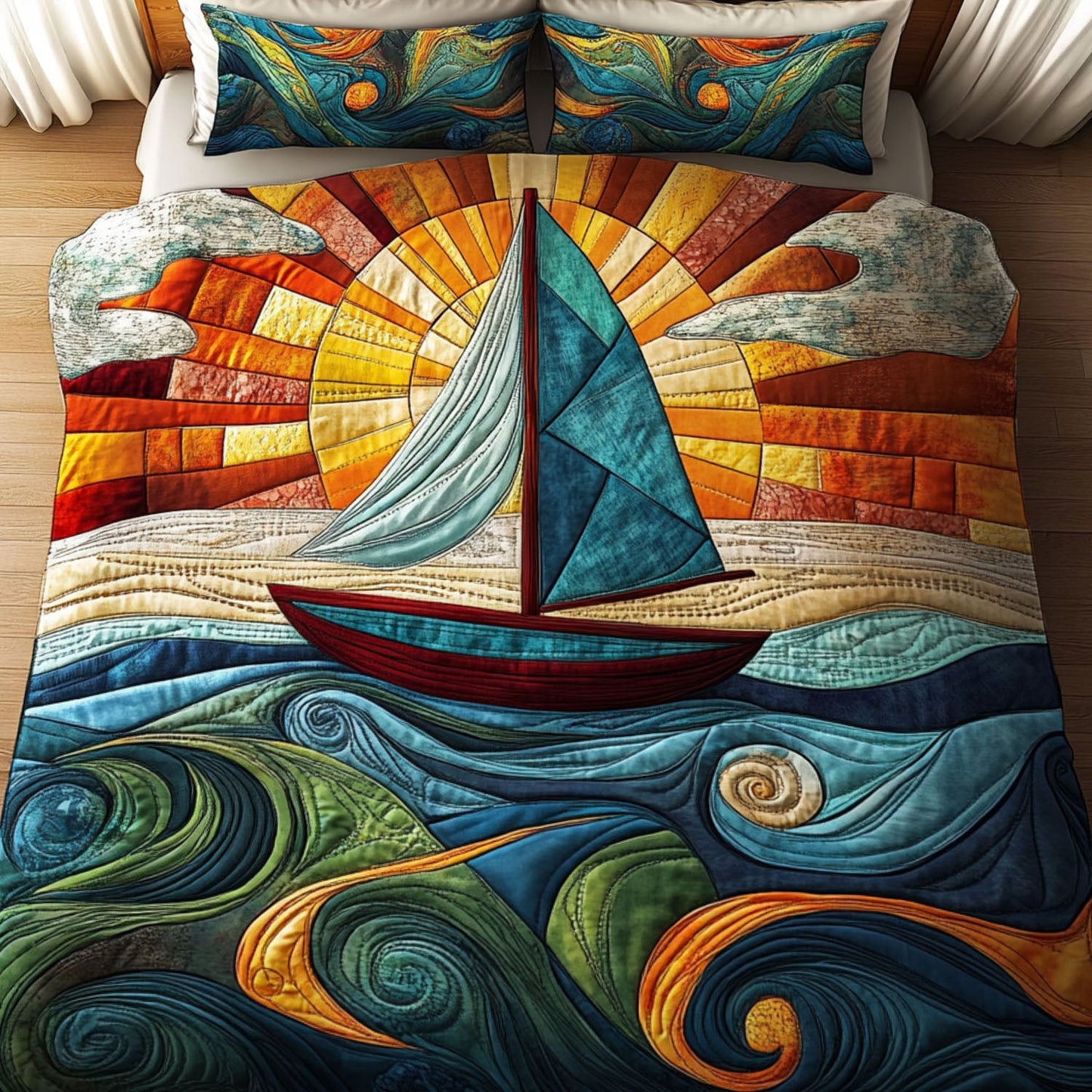 Horizon Bound 3-Piece Quilted Bedding Set NCU0PT5451