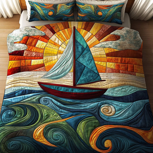 Horizon Bound 3-Piece Quilted Bedding Set NCU0PT5451