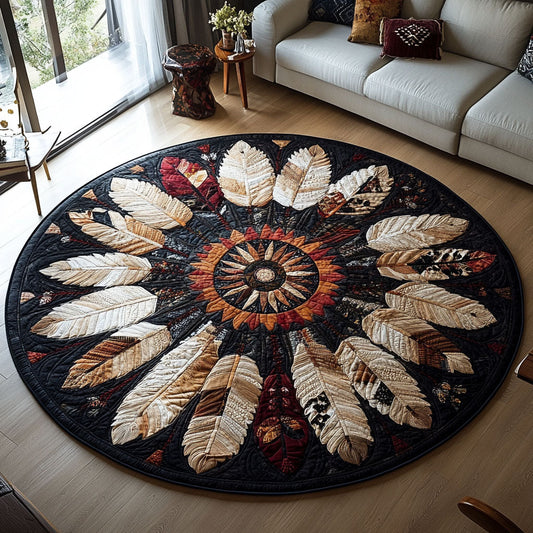 Horizon Geometry Quilted Round Mat NCU0PT7055