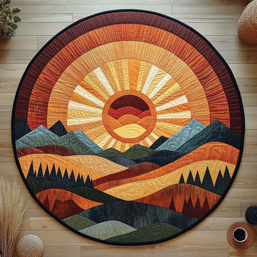 Horizon Sunburst Quilted Round Mat NCU0XD144