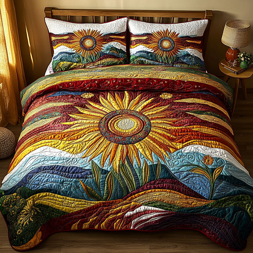 Horizon of Gold 3-Piece Quilted Bedding Set NCU0PT4478