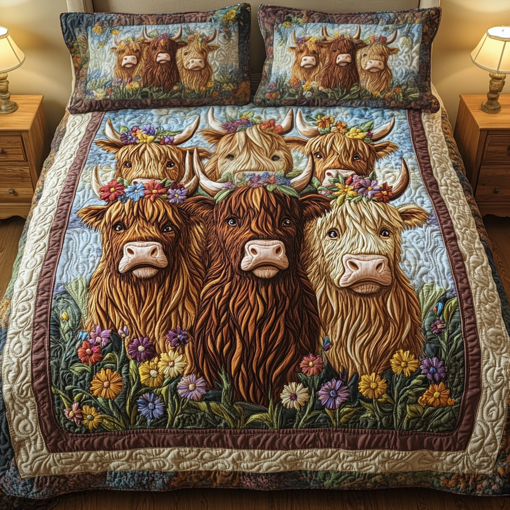 Horned Harmony 3-Piece Quilted Bedding Set NCU0VH1873