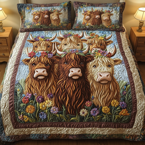 Horned Harmony 3-Piece Quilted Bedding Set NCU0VH1873