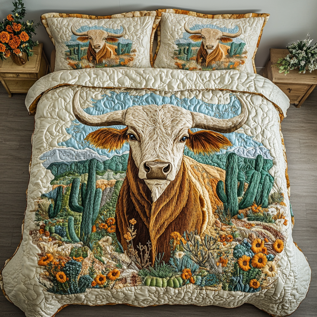 Horned Majesty 3-Piece Quilted Bedding Set NCU0VH5195