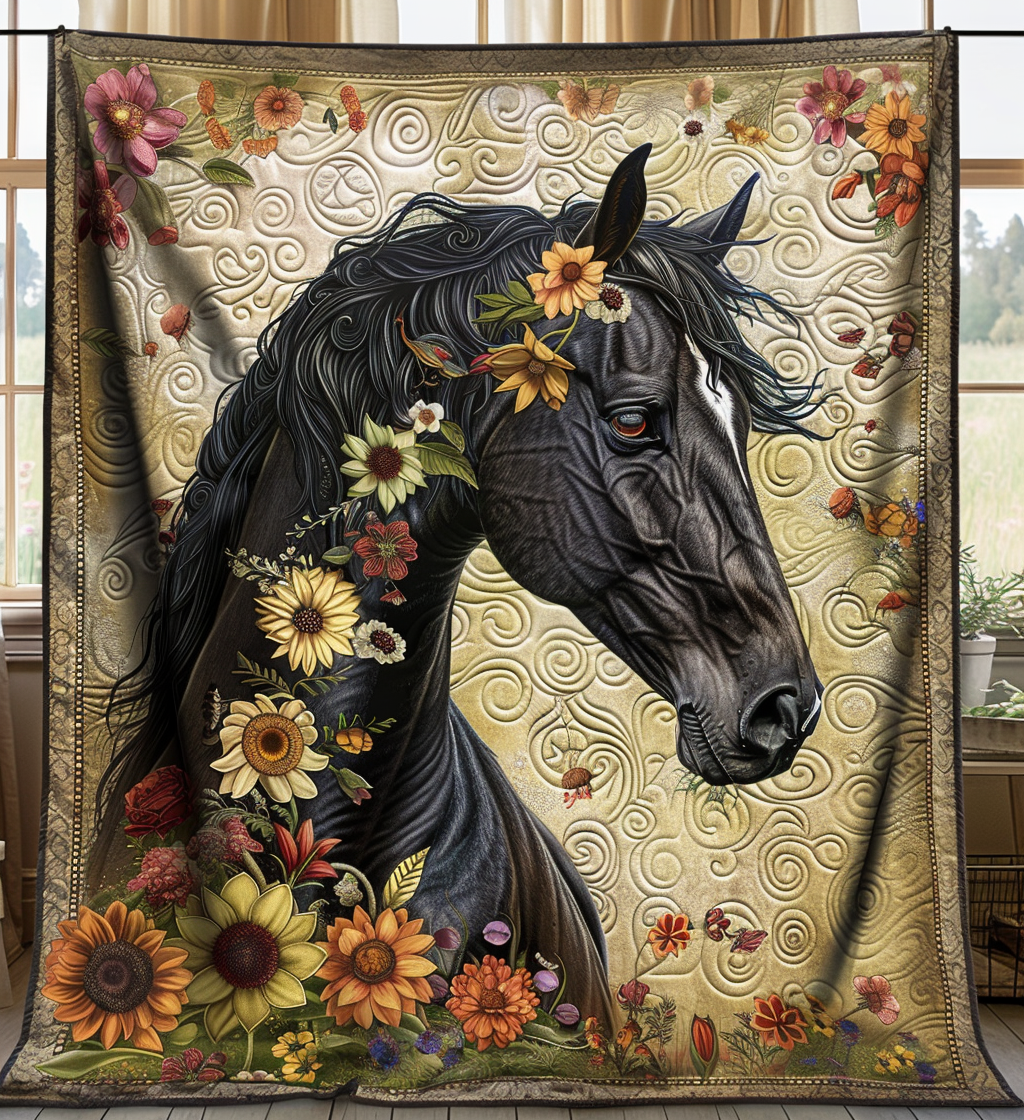 Horse Aurora Quilted Blanket NCU0DV358