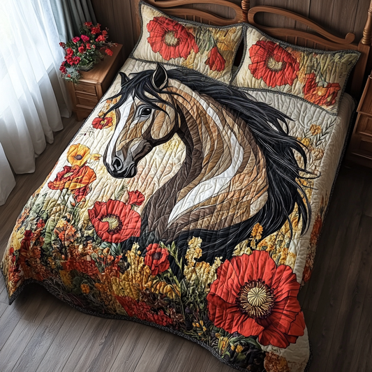 Horse Charm Quilted Bedding Set NCU0DV5228