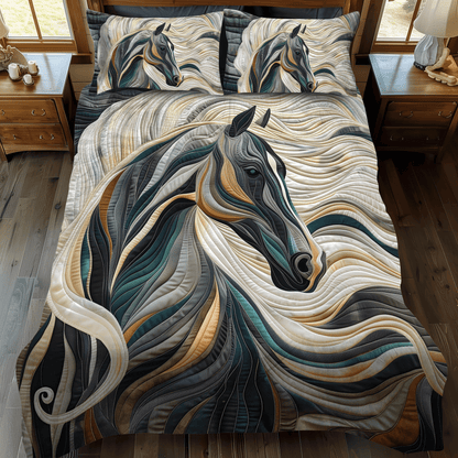 Horse Grace 3-Piece Quilted Bedding Set NCU0DV314