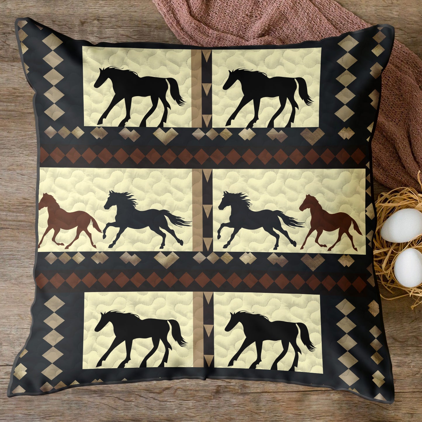 Horse Plains Quilted Pillow Case NCU0PT4022