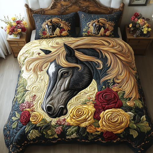 Horse Beauty 3-Piece Quilted Bedding Set NCU0DV5257