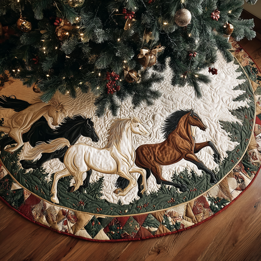 Horse Charm Christmas Quilted Tree Skirt NCU0DK10304