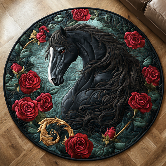 Horse Charm Quilted Round Mat NCU0DV5418