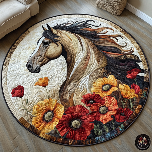 Horse Country Charm Quilted Round Mat NCU0DV5266