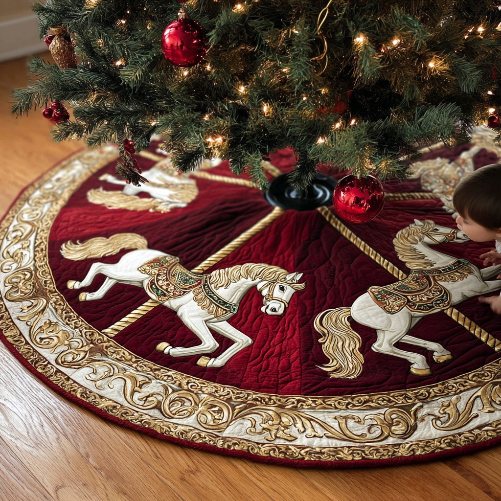 Horse Dream Christmas Quilted Tree Skirt NCU0DK11408