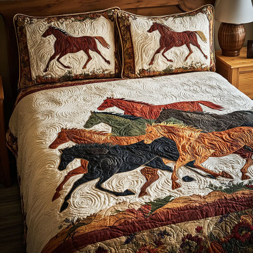 Horse Glory 3-Piece Quilted Bedding Set NCU0DK11606